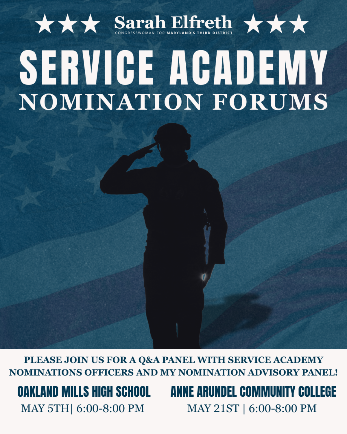 Flyer for service academy nomination forums