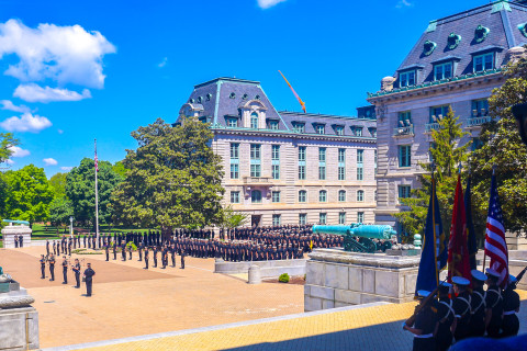 Outside of Naval Academy with Midshipmen