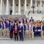 Congresswoman Elfreth meets with high school students after their tour on the steps of the House of Representatives.