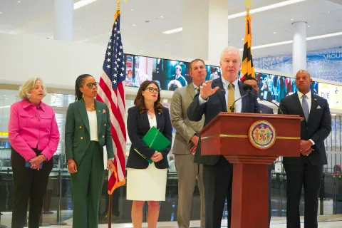 Senator Van Hollen speaks at BWI Press Conference