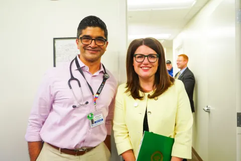Elfreth poses with Chase Brexton doctor