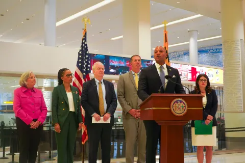 Governor Moore speaks at BWI Press Conference